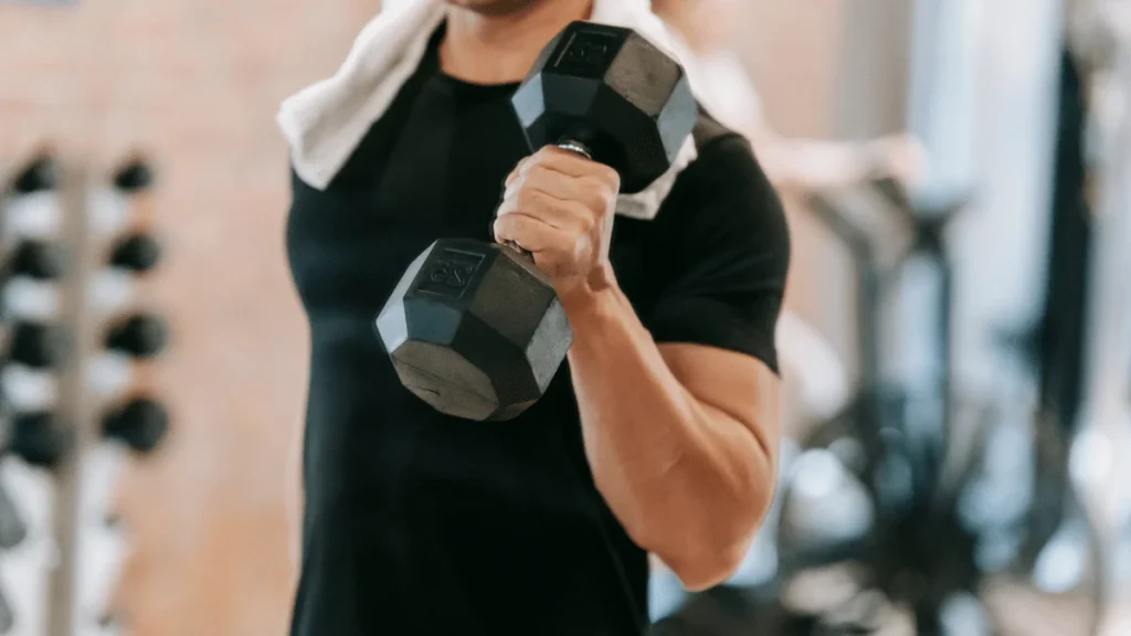 Barbell loaded with weight plates for heavy lifting
