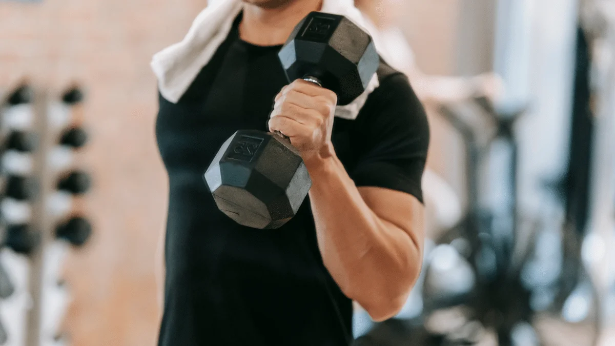 Barbell loaded with weight plates for heavy lifting