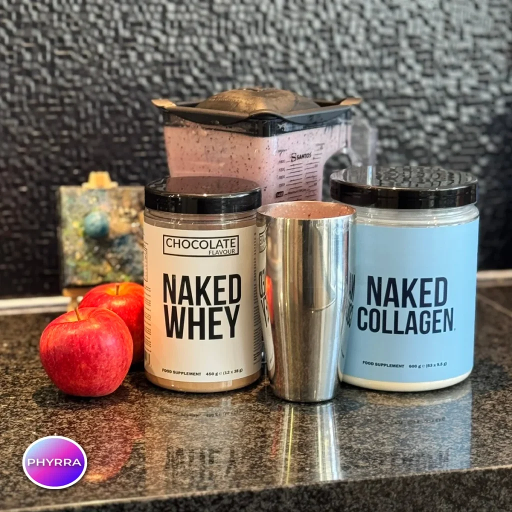 Naked Chocolate Whey and Collagen Peptides side by side