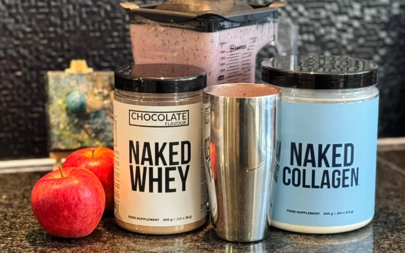 Naked Chocolate Whey and Collagen Peptides side by side