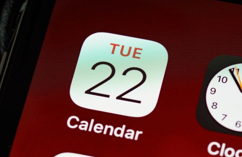 Smartphone calendar app showing Tuesday the 22nd